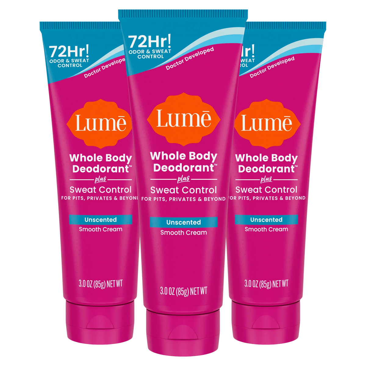 Unscented | Cream Deodorant + Sweat Control 3-Pack