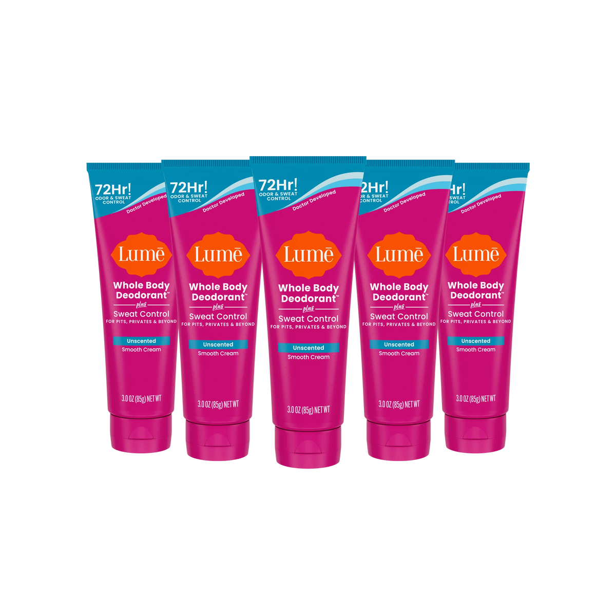 Unscented | Cream Deodorant + Sweat Control 5-Pack